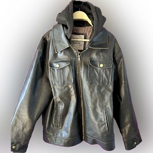 large whispering smith 42 brown leather bomber jacket hooded